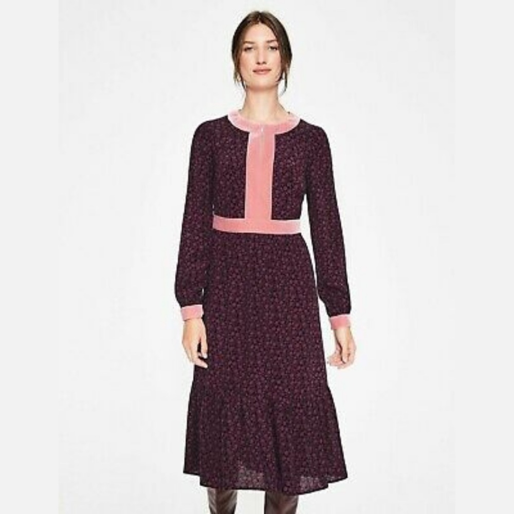 NWT Boden Annabelle Burgundy Vine Midi Dress 10R